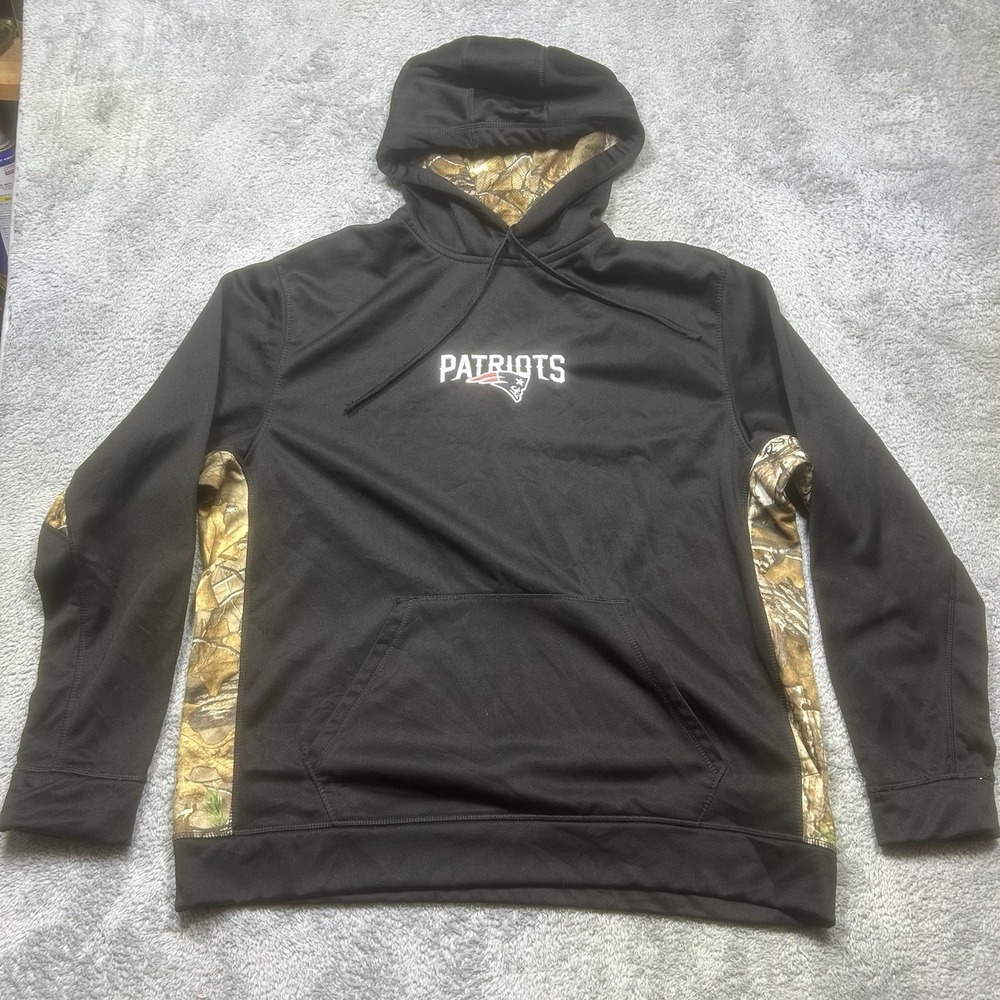 Dunbrooke New England Patriots Hoodie Mens XL Black w/ Camo NFL Football Pocket